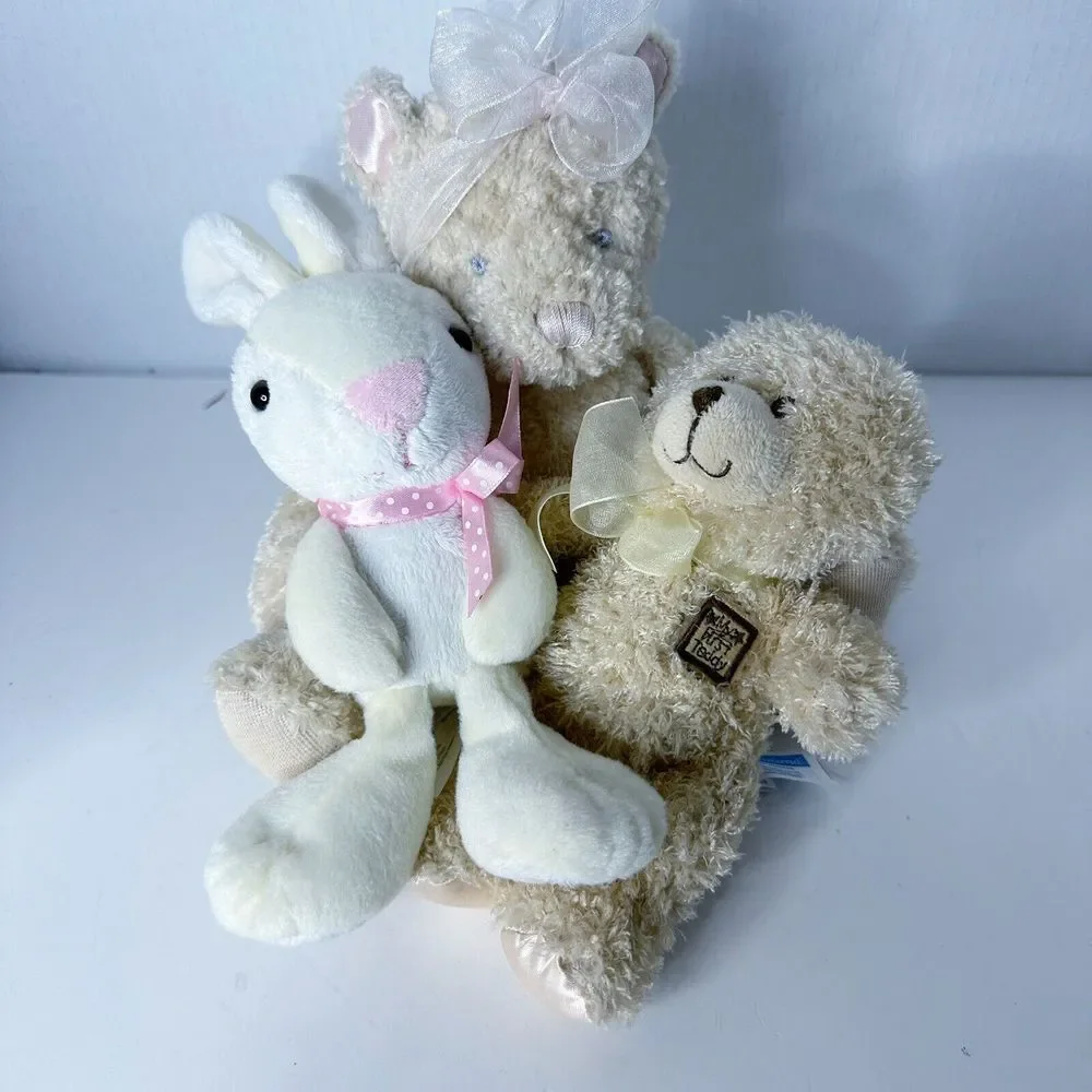 Lot of3 Vintage And Plush Bunny Bear Rabbits Stuff Toys